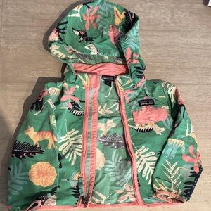 Patagonia Kids' Floral Green and Pink Raincoat